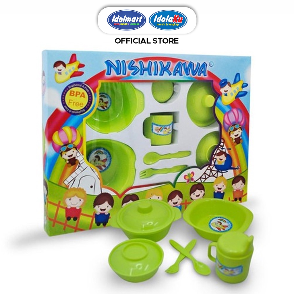 IDOLMART Nishikawa Feeding Set Alat Perlengkapan Makan Bayi Kado Lahiran Bayi Tempat Makan Bayi Surabaya