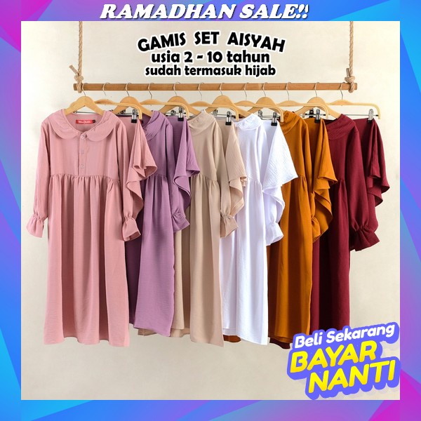 Nibras Gamis Anak Perempuan Setelan Set Jilbab Terbaru 2023 Sarimbit Faidaa Plum Lebaran Promo Man J