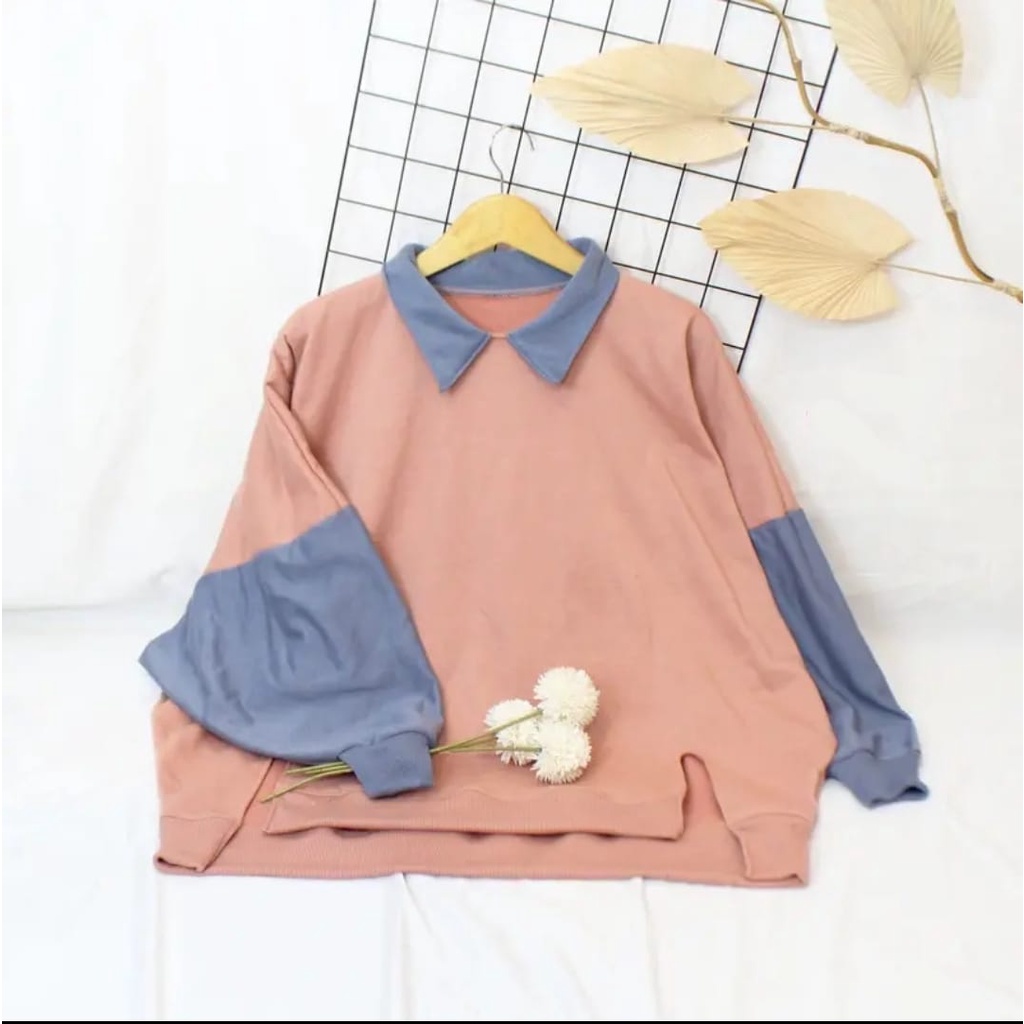 Collar Batwing XXXL Oversize Basic Oblong | Sweater Wanita Bigsize | Sweater Polos Oversize