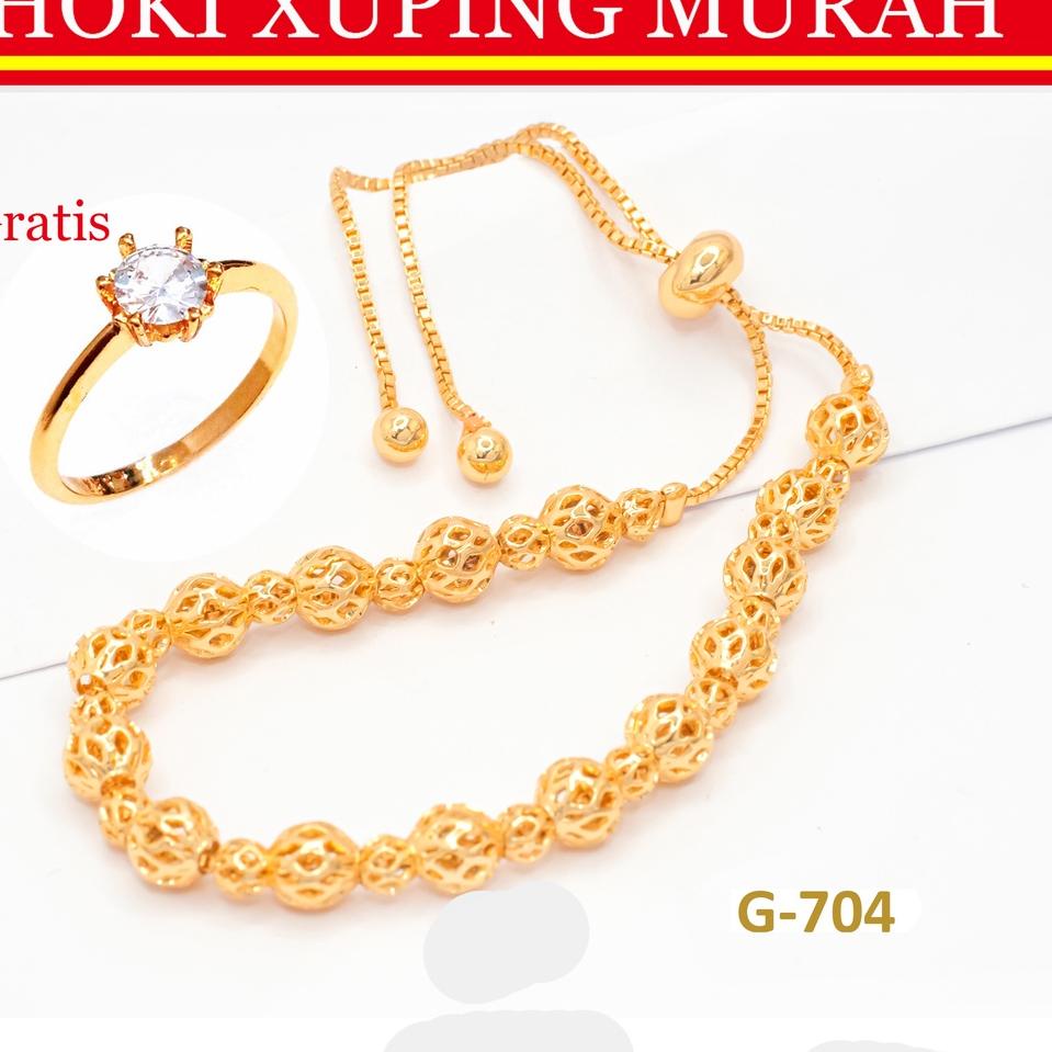 Star 12.12 Gelang Serut Xuping 24K Motif Biji Lada Full Gold Free Cincin Mata Satu Putih Random GL-7