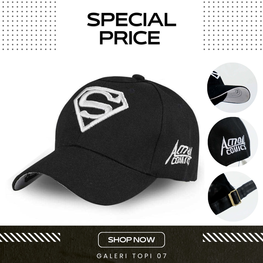 Topi Snapback Baseball Pria Wanita Superman Logo DC Justice League Distro Original 100% Hitam