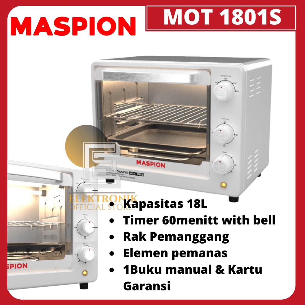 MASPION OVEN TOASTER MOT 1801 S OVEN ELECTRIC/MOT1801S/MOT1801 S/MOT 1801S/MOT-1801/MOT-1801S/OVEN L