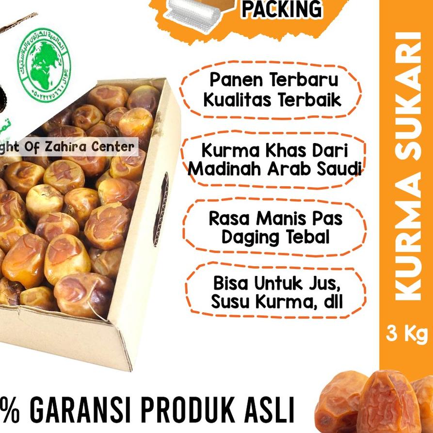 

✻ Kurma Sukari Basah Dus 3KG Lembut Manis Daging Tebal Kurma Raja MPASI Nabeez Jus Penambah Imun ♬