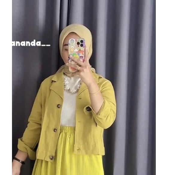 MENARIK CLOTIVA - Crop Top Linen | Blazer Crop