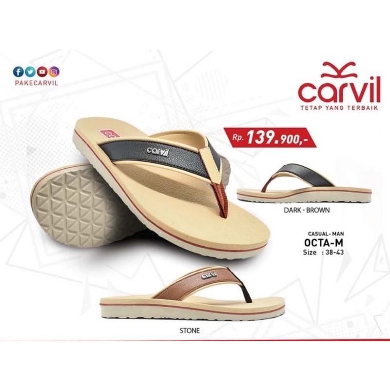 Carvil OCTA-M | Sandal Casual Pria Original Anti Air Nyaman di kaki empuk tidak liçin