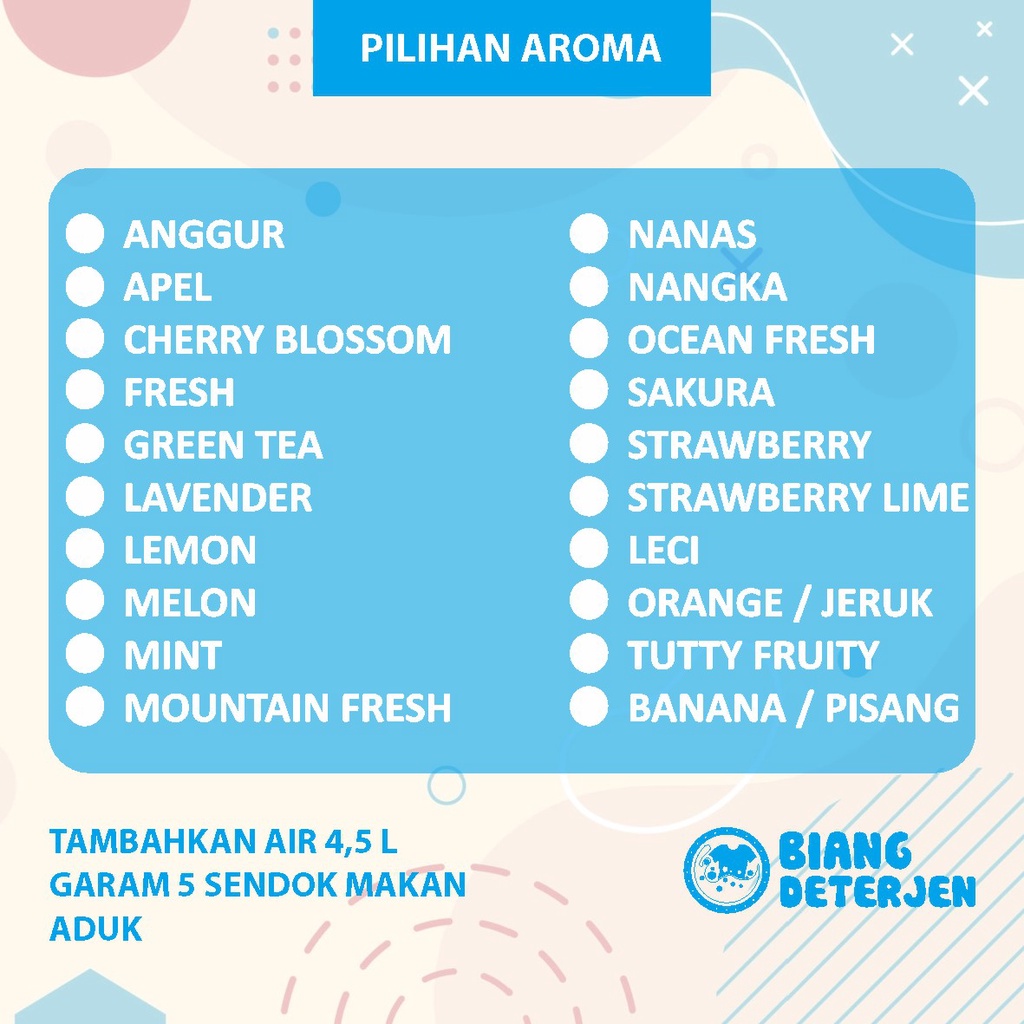 Biang Sabun Deterjen Wangi / Bibit Deterjen Pakaian Aroma Parfum Body &amp; Bath Kemasan 100gr