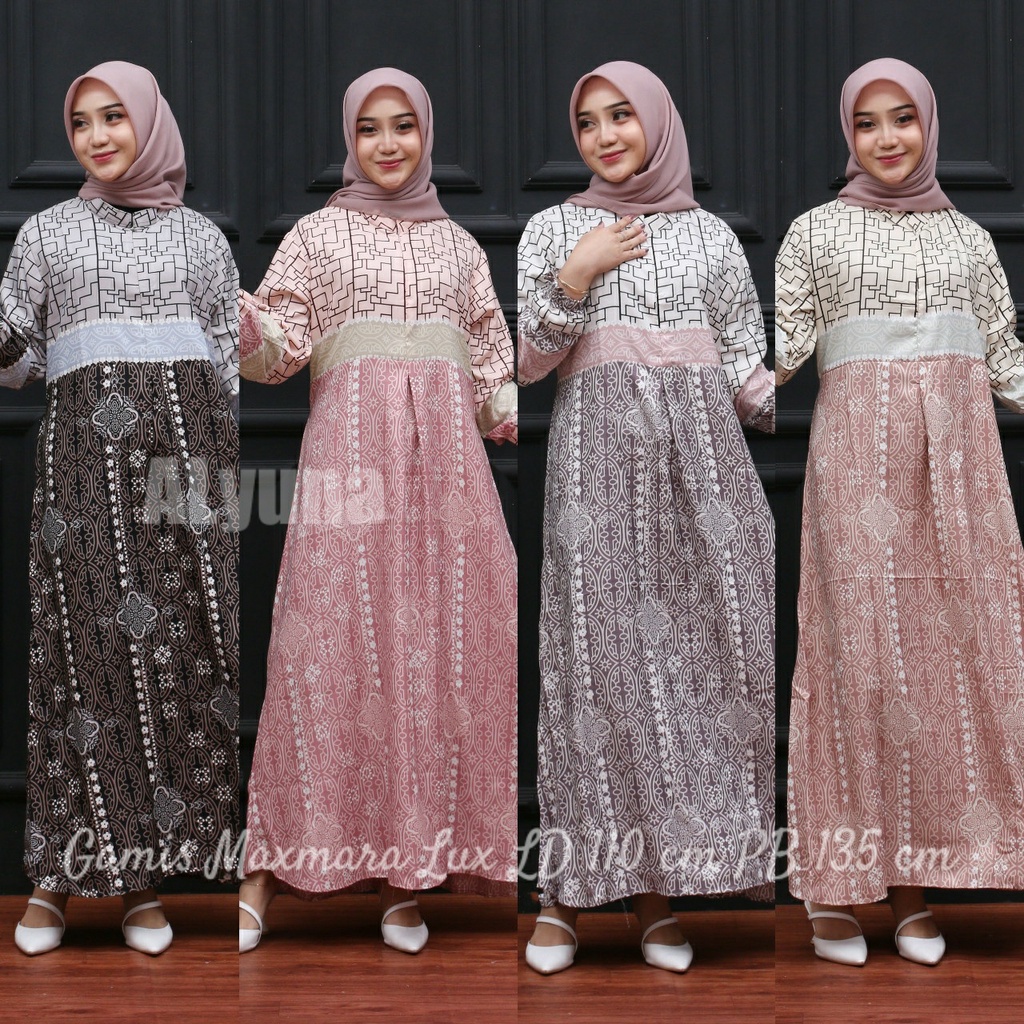 Gamis Maxmara Lux gamis Zaskia Resleting Depan Jumbo Busui