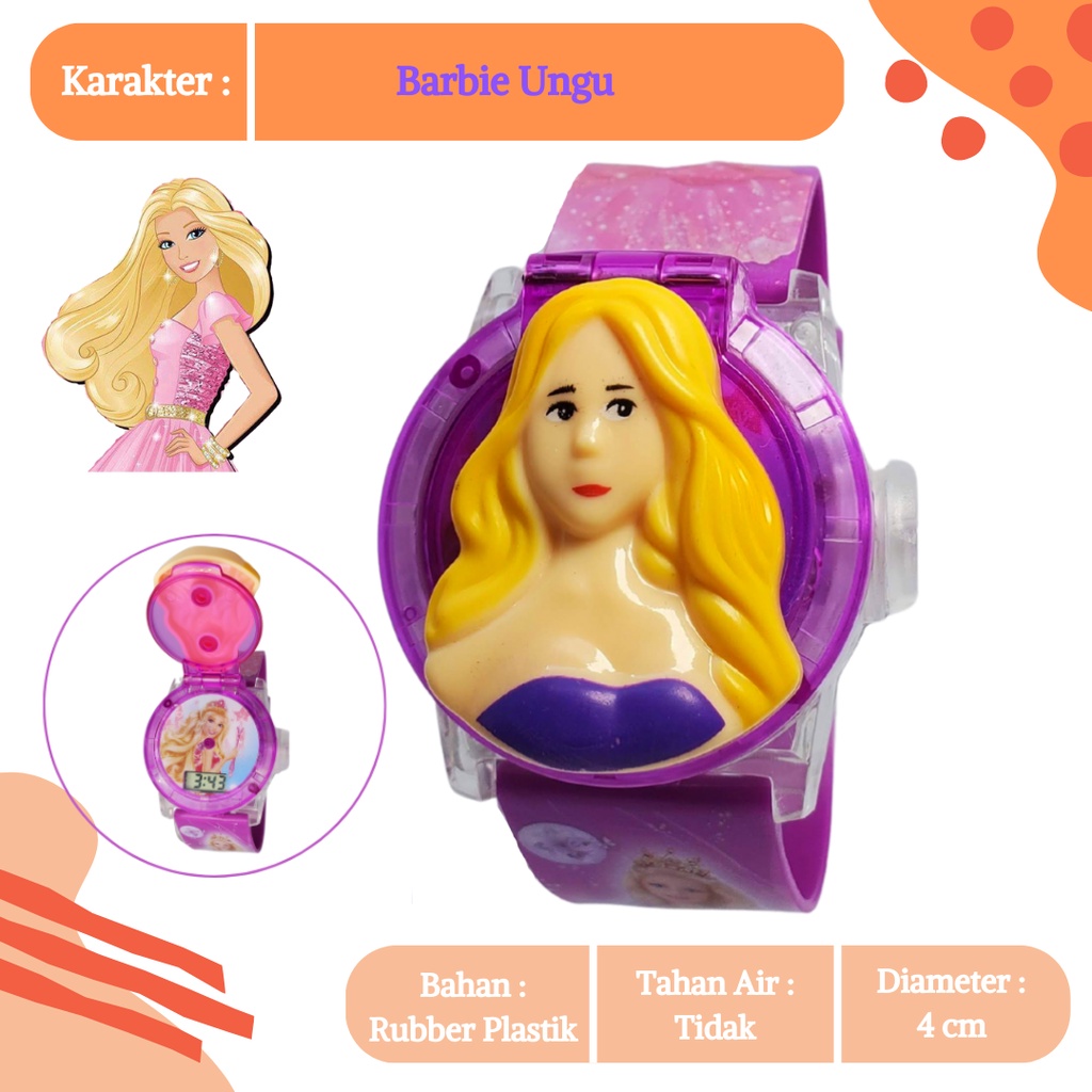 [COD] Jam Tangan Anak Topeng Kepala Cewek 3D Digital Melodi Musik Karakter Kartun Hello Kitty Barbie Elsa Frozen