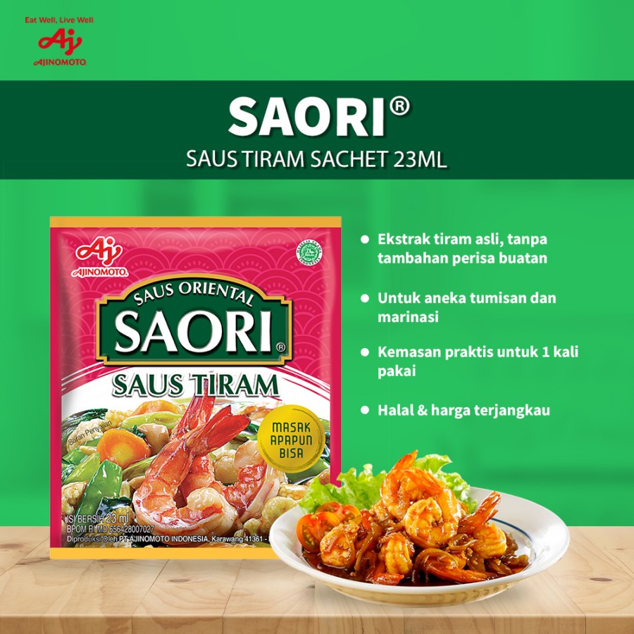 

SAORI Saus Tiram teriyaki Sachet 22ml (1 pcs) Saos Oriental Oyster Sauce