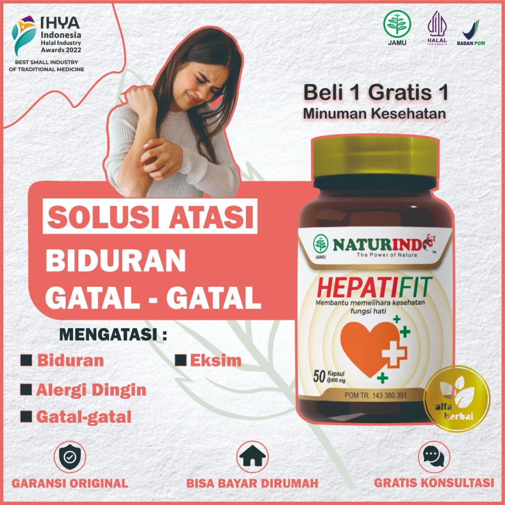 Obat Biduran Alergi Dingin Gatal Gatal Eksim Liver Herbal HEPATIFIT Naturindo