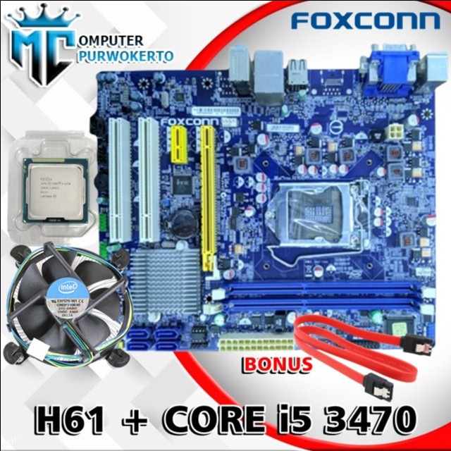 Paket Mainboard Motherboard H61 Intel LGA 1155 + Core I5 3470 + fan