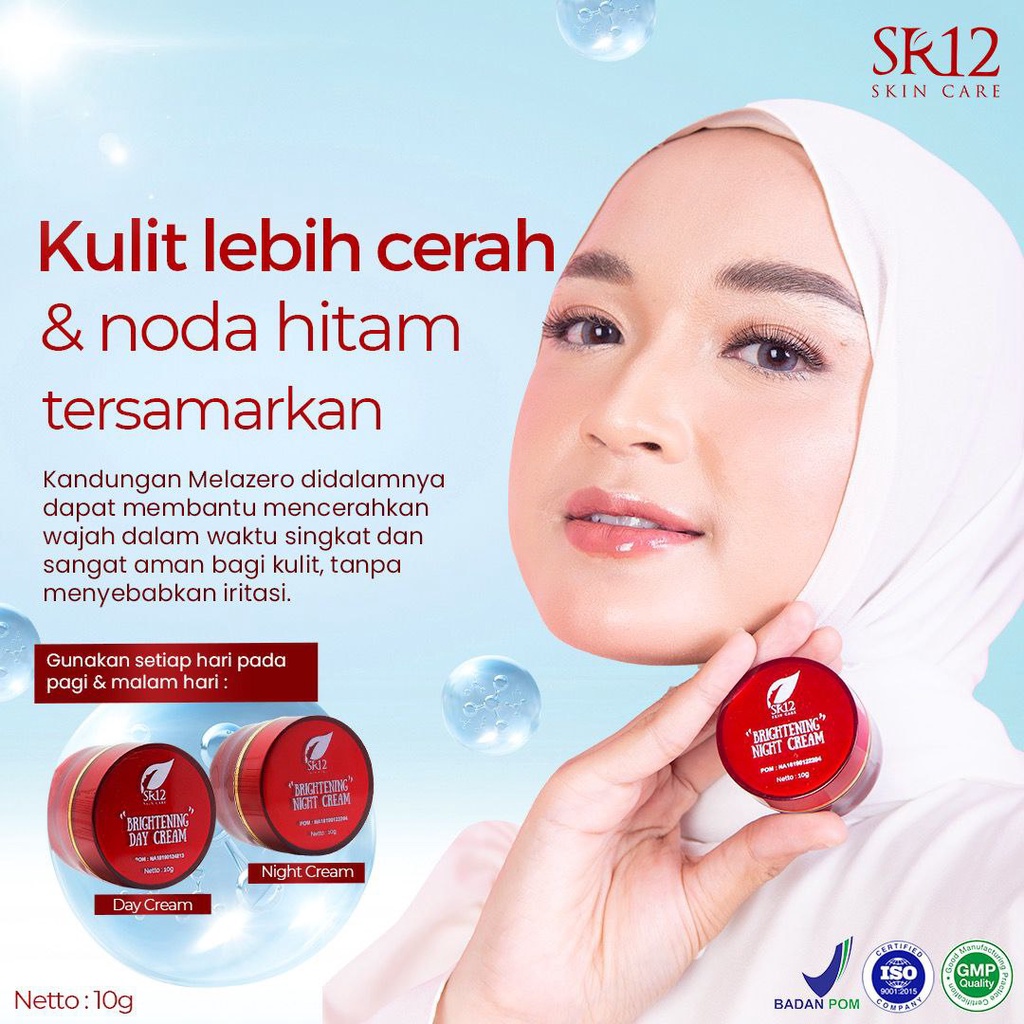 CREAM PENCERAH BPOM AMAN / KRIM SPF SR12 BRIGHTENING DAY &amp; NIGHT / MENYAMARKAN NODA HITAM