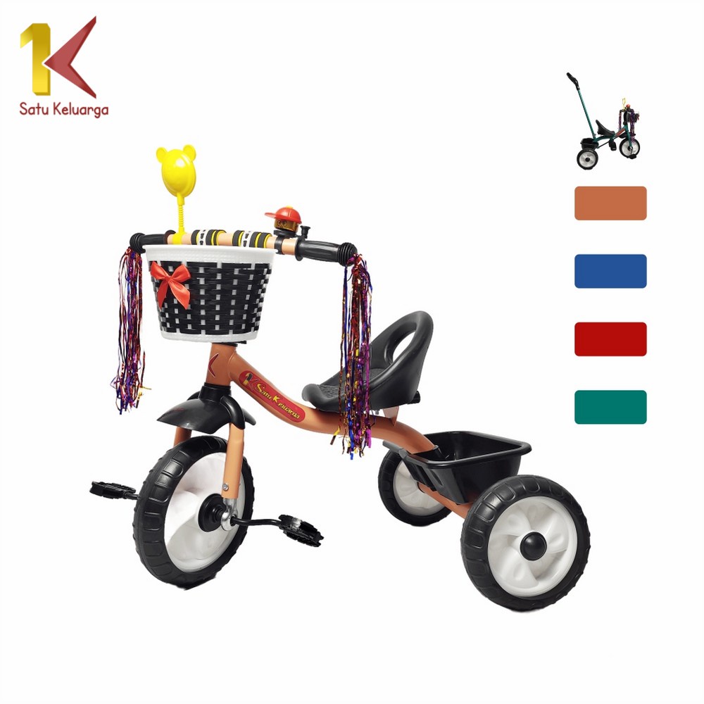 Satu Keluarga Mainan Sepeda Anak Roda 3 Tricycle M307 Balance Bike Sepeda Keseimbangan Anak Dengan Keranjang / Ride On Push Bike Speda Dorong Import