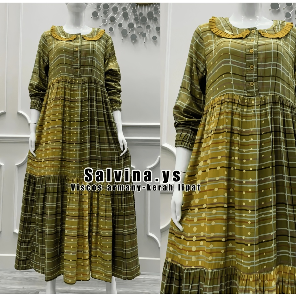 GAMIS MOTIF KERAH LIPAT SALVINA