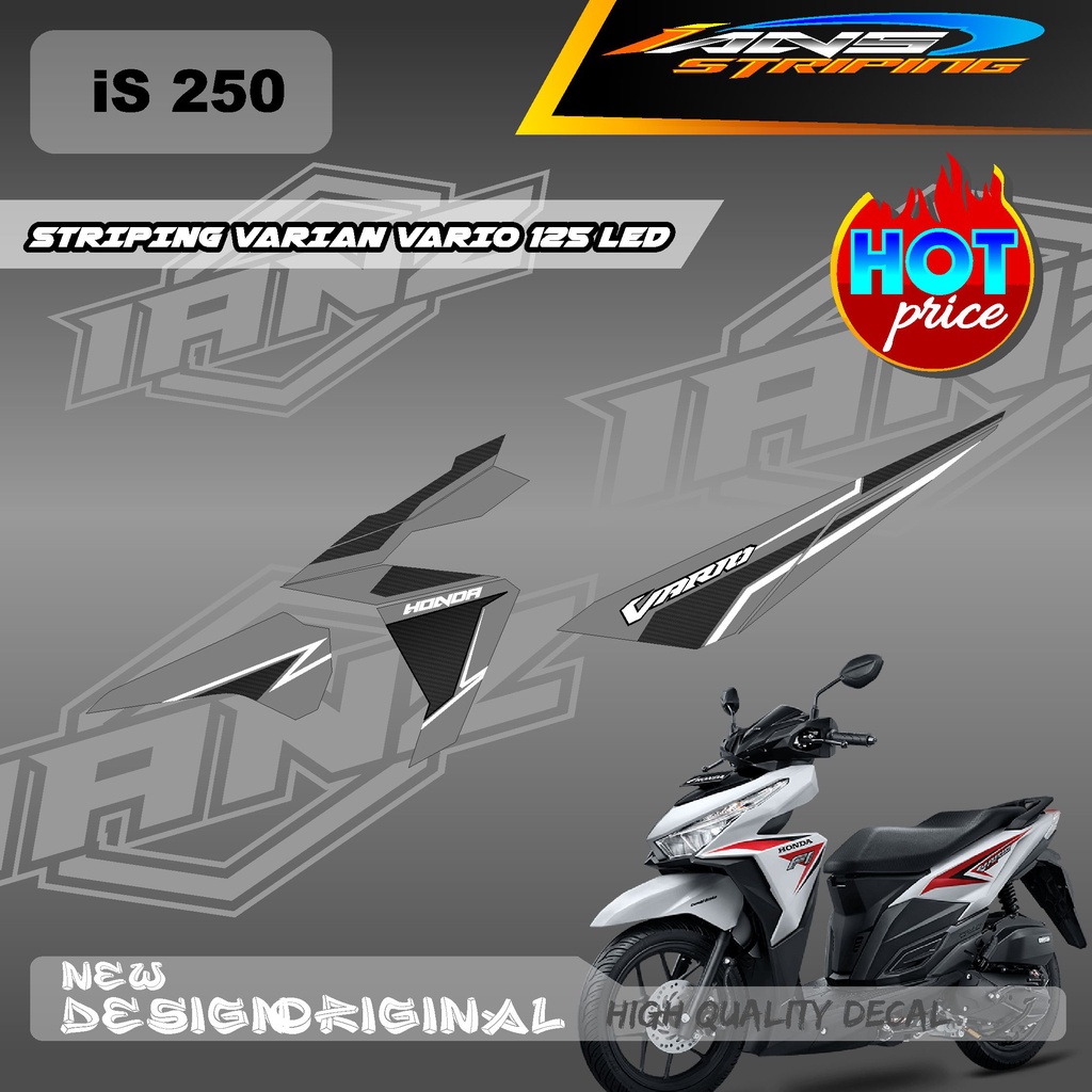 STIKER DECAL VARIO 125 LED SIMPEL GRAFIK CARBON STRIP  / STIKER STRIPING SEMI FULL BODY HONDA VARIO 125 LED / STIKER KERETA VARIO 125 LED IS 250