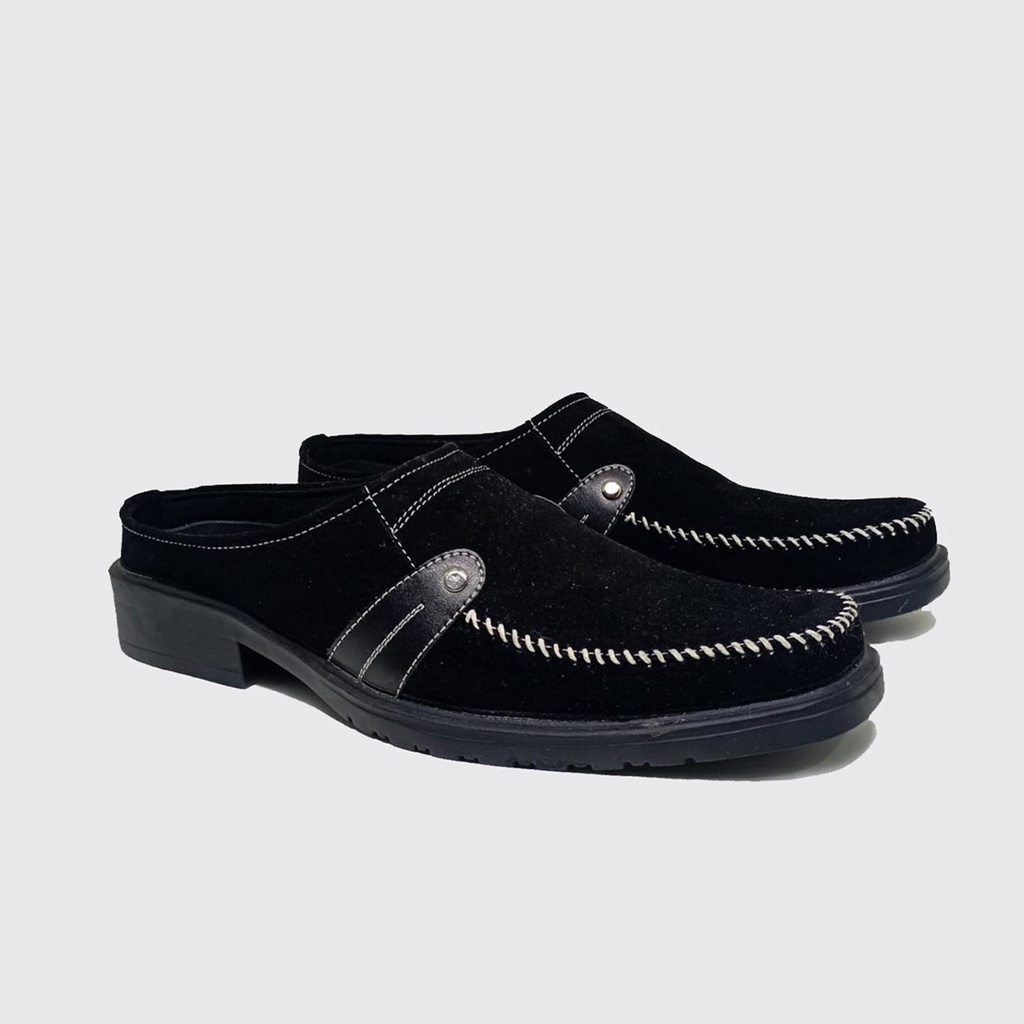 TONY WASHINGTONE | Sandal Pria Black Buck Big Size Slide Bustong Tony Ukuran Besar 43-47