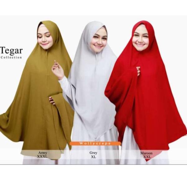 TERMURAH Khimar syari wolly crepe import daily size XL pad antem by tegar collection
