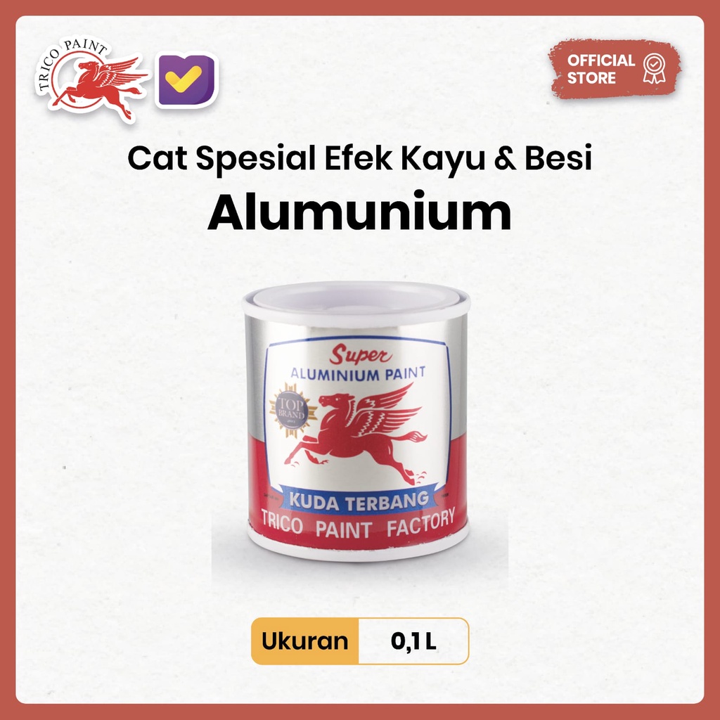 Cat Kuda Terbang - Cat Aluminium Paint ( Cat Kayu &amp; Besi ) -  0,1 Liter - Cat Minyak
