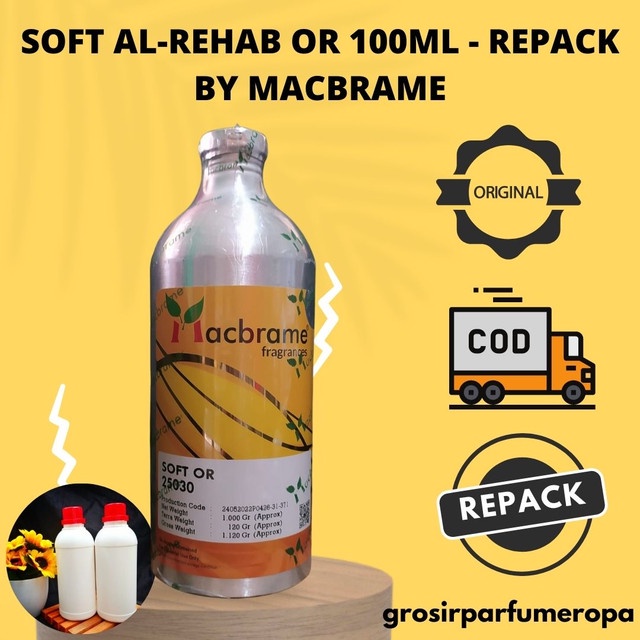 Bibit Parfum SOFT AL-REHAB OR 100ML REPACK BY MACBRAME - ORIGINAL PABRIK - RESMI - ALUMUNIUM - MURNI