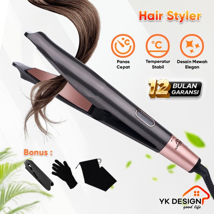Best Seller Yk Design Yk-1622 Catokan Pelurus Dan Pengeriting Rambut 2In1 Keramik
