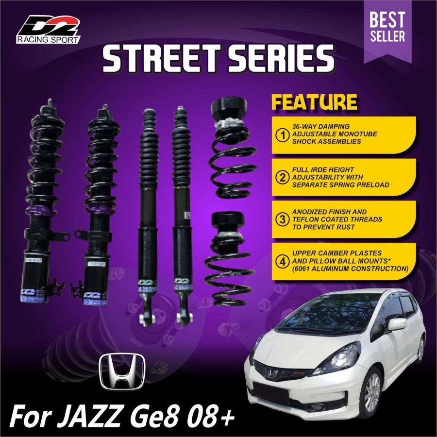 Aksesoris Suspensi Shockbreaker Coilover Untuk Harian D2 Racing STREET coilover New jazz GE8 08+