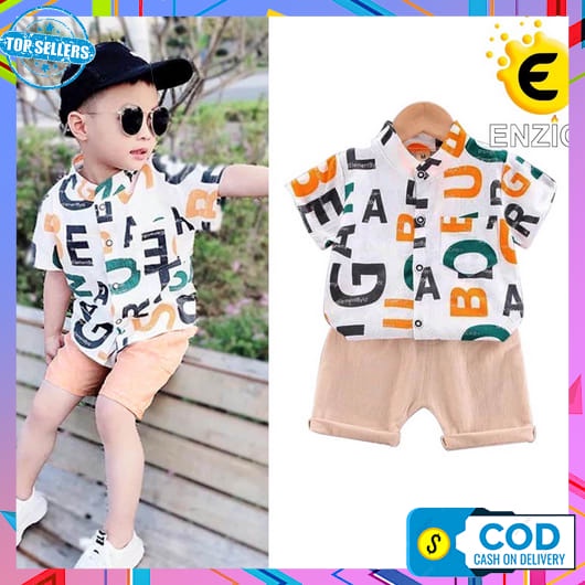 S-Xl (Est. 1-5T) Set Cute Wheel Series By Baby Sweet / Setelan Kemeja Anak Cowok Sale 2.2 Baju Setel