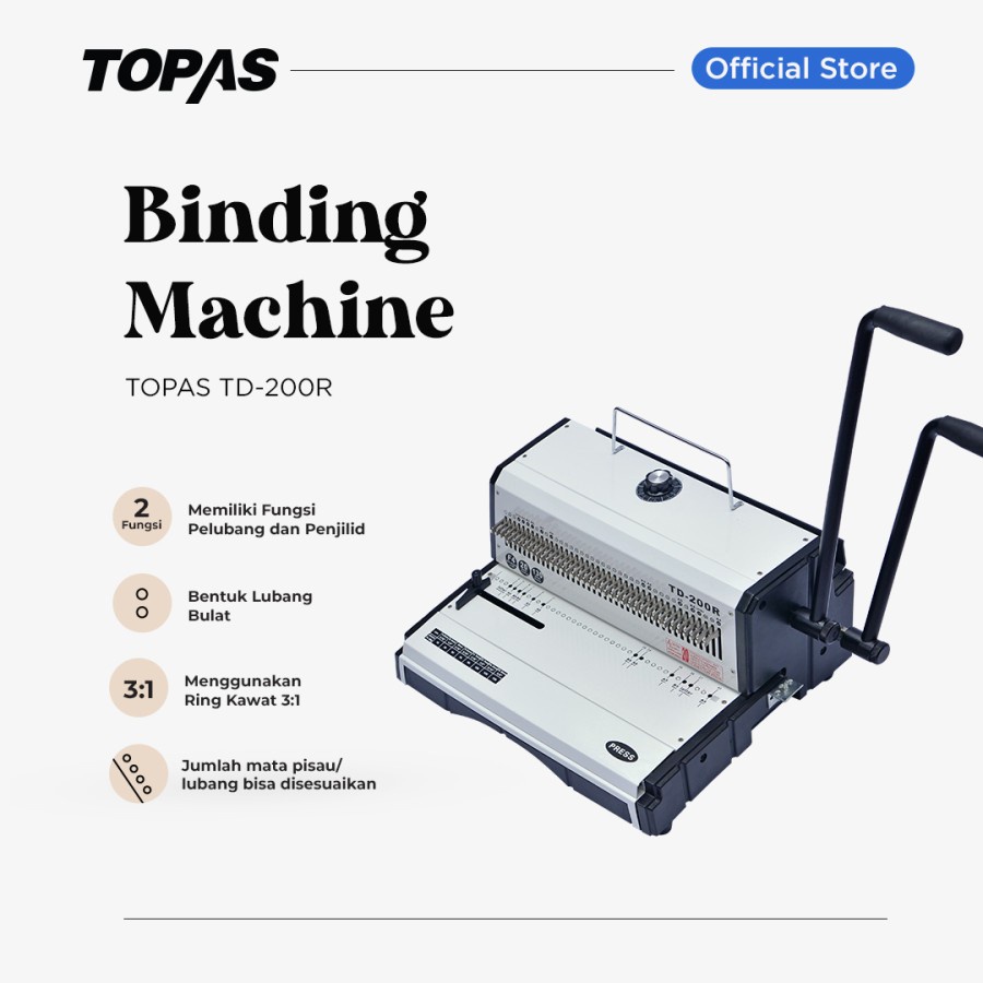 TOPAS TD 200R Mesin Jilid Spiral Kawat / MESIN PELUBANG / MESIN JILID