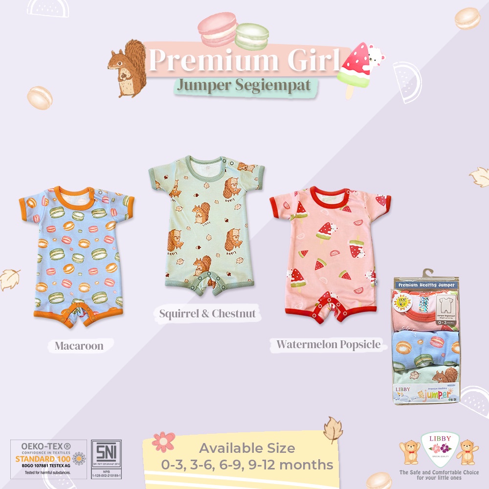 Libby Jumper segiempat 1 Pak - Jumper bayi/Libby romper /jumper bayi/jumper anak murah