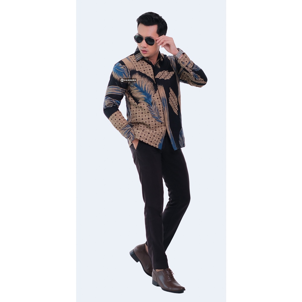 Handara Batik Pria Lengan Panjang Slim Fit Premium Govinda Hitam HB-354