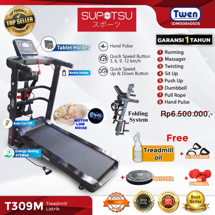 Treadmill Listrik Twen T309M / Alat Fitness / Alat Olahraga / Treadmil