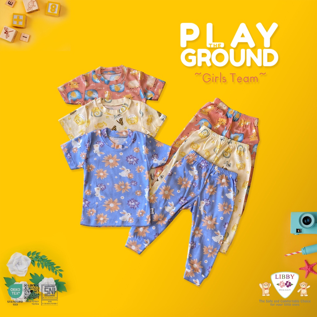 Libby Setelan Oblong Tipis Combi Mix - Rib Cotton Oblong Pendek Celana Panjang Motif SNI