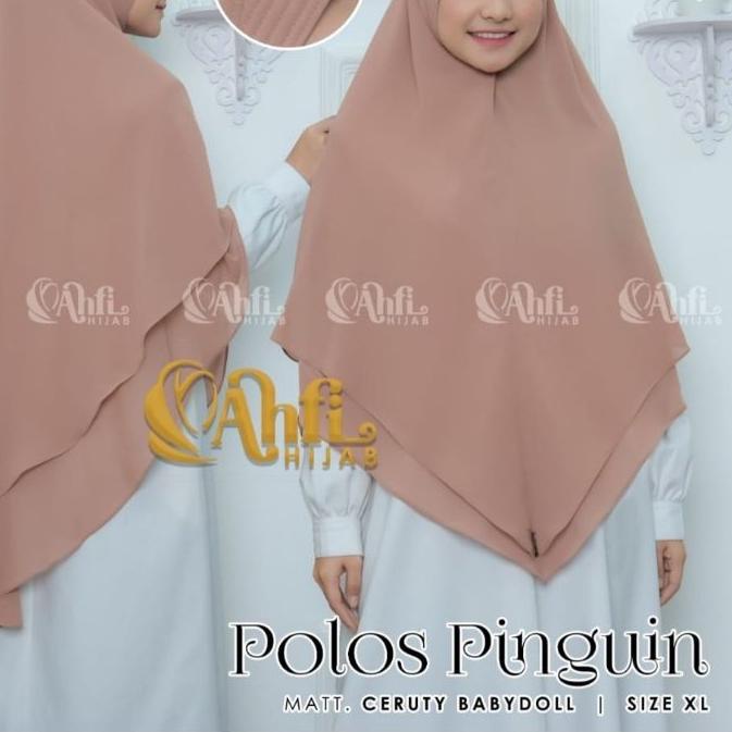 ❈ HIJAB KHIMAR CERUTY BABYDOLL MODEL PINGUIN POLOS SIZE XL JUMBO BY AHFI HIJAB/ANISAH HIJAB ✷