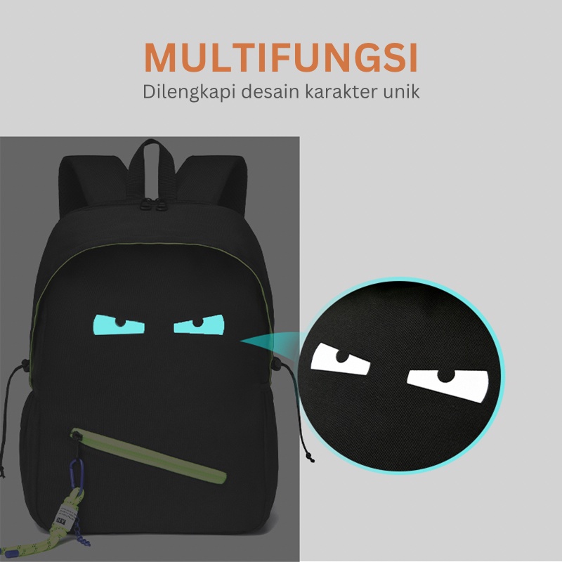 Mainland Tas Ransel Sekolah Cowok Backpack Eyes Character Ransel Gambar Mata Tas Laptop Multifungsi TR611