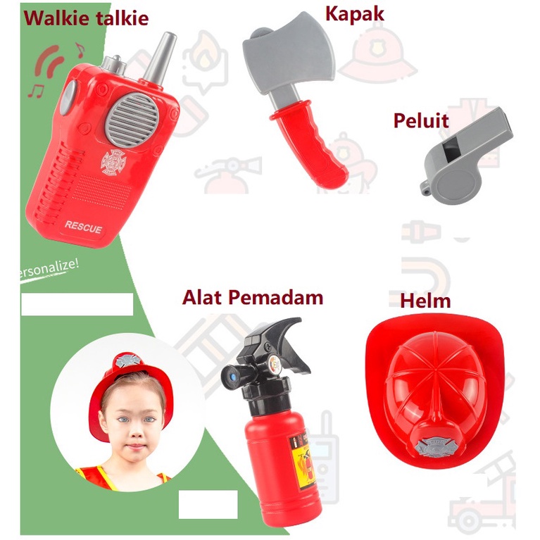 Kostum Profesi Anak Pemadam Kebakaran Cosplay Fire Fighter