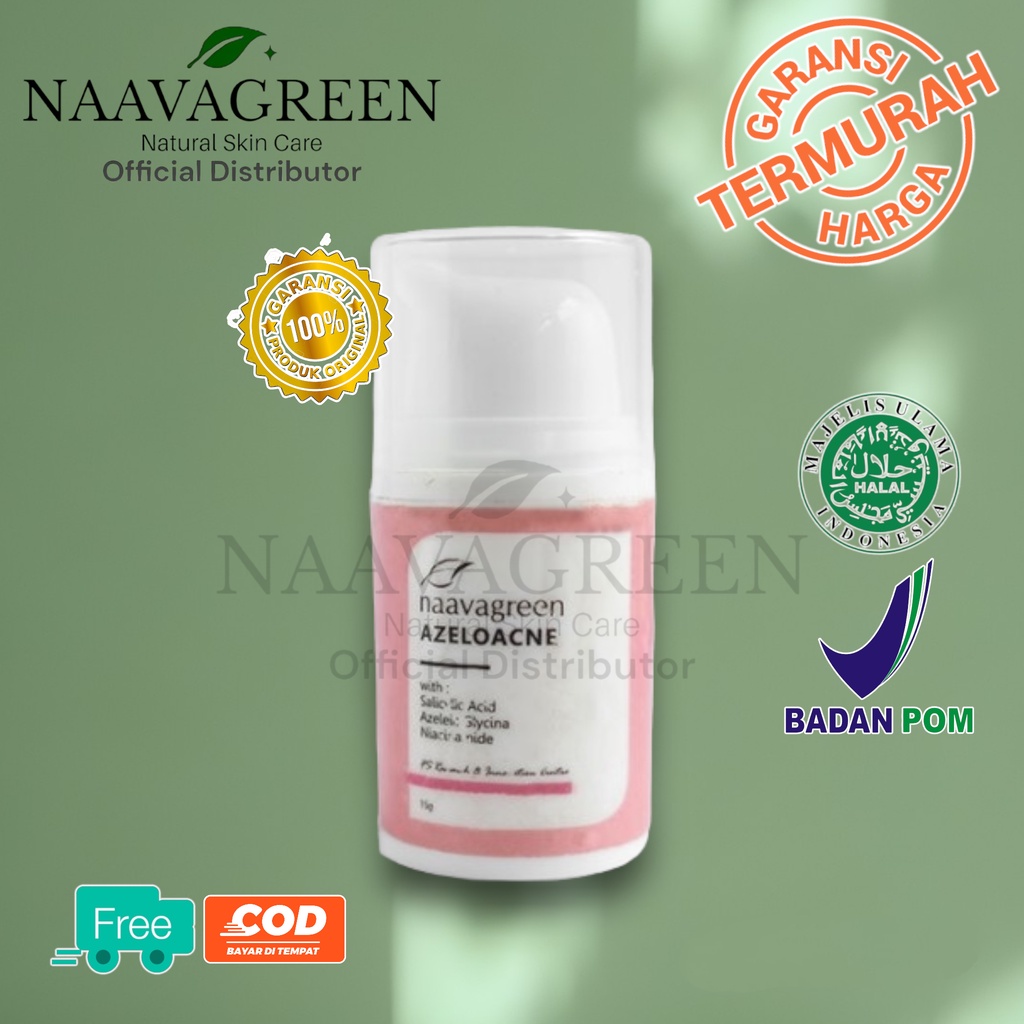 Naavagreen Azeloacne Cream / Krim Jerawat Naavagreen /Anti Bakteri, Mencegah Timbulnya Jerawat Dan M