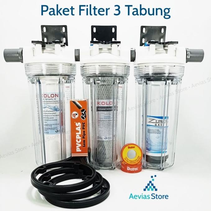 Filter Air Saringan Air PDAM, PAM, Sumur, 3 Tabung / Tahap, 10".