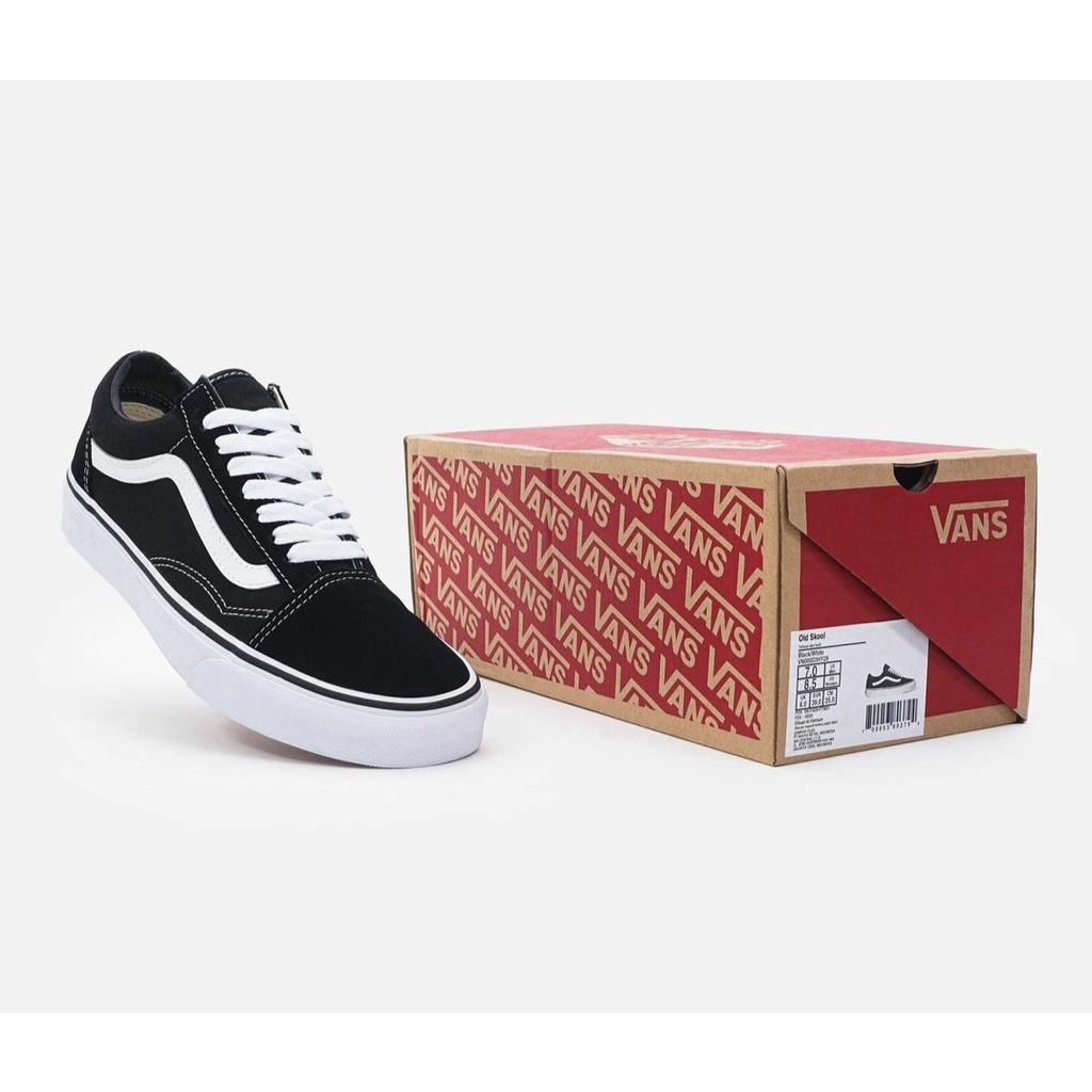 Vans Oldskool Premium Sepatu Vans Hitam Putih dan Putih Polos Sneakers Old Skool Pria Wanita 36 -43