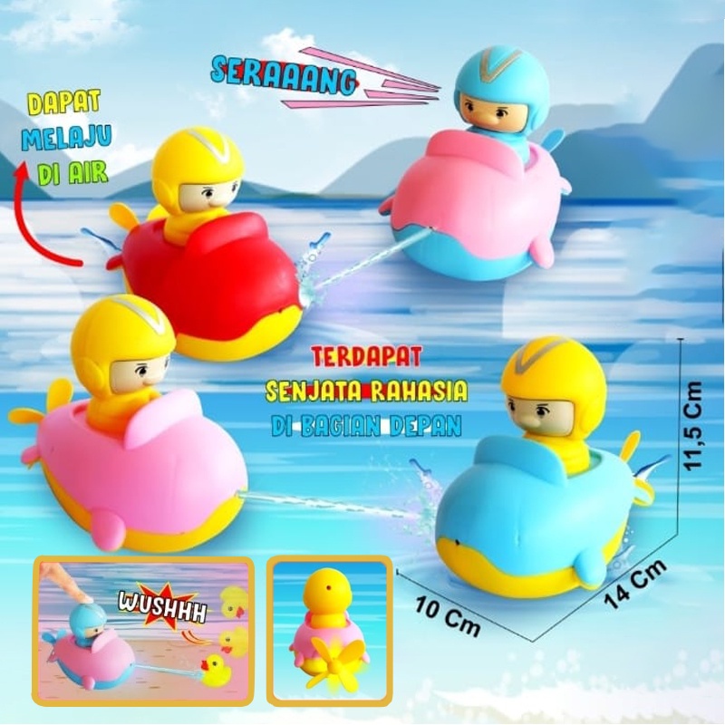 YGtoys Mainan Mandi Anak Kapal Bergerak dan Menembak Dapat Menyemprot Semprot Air Wind Up Toys