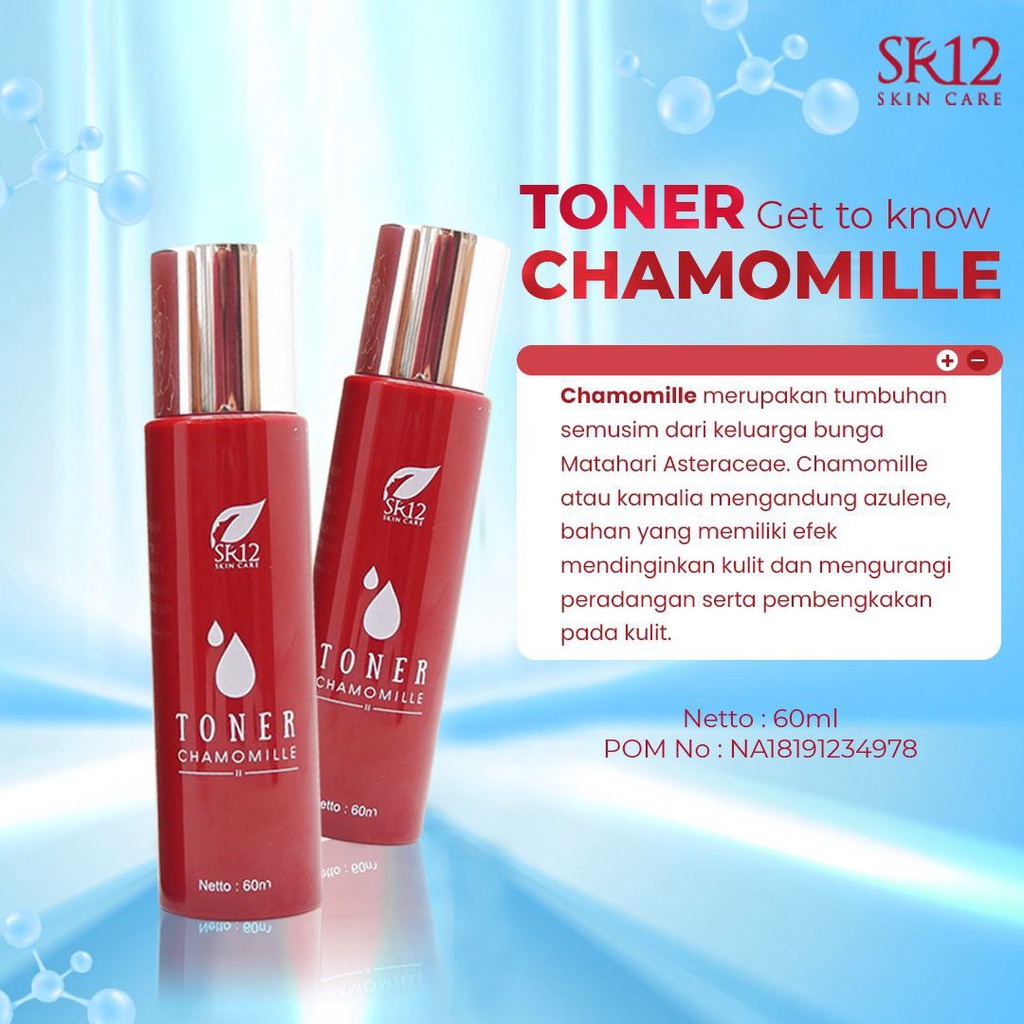 TONER PENGHILANG MATA PANDA / SR12 TONER CHAMOMILLE BPOM / PENYEGAR / MELEMBABKAN &amp; MENCERAHKAN