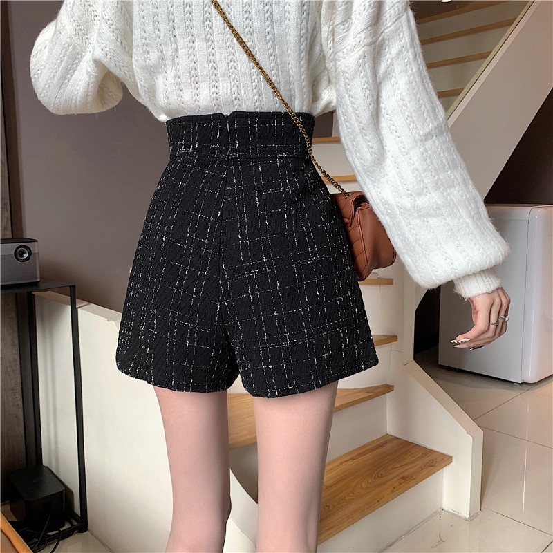 Rok Pendek Korea kotak-kotak Rok Celana Highwaist A-line Kekinian Straight Vintage Mini Skirt