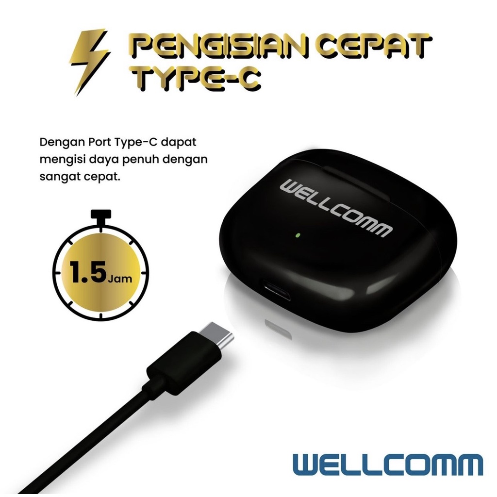 Headset Earphone Bluetooth TWS Wellcomm W01 Series Original