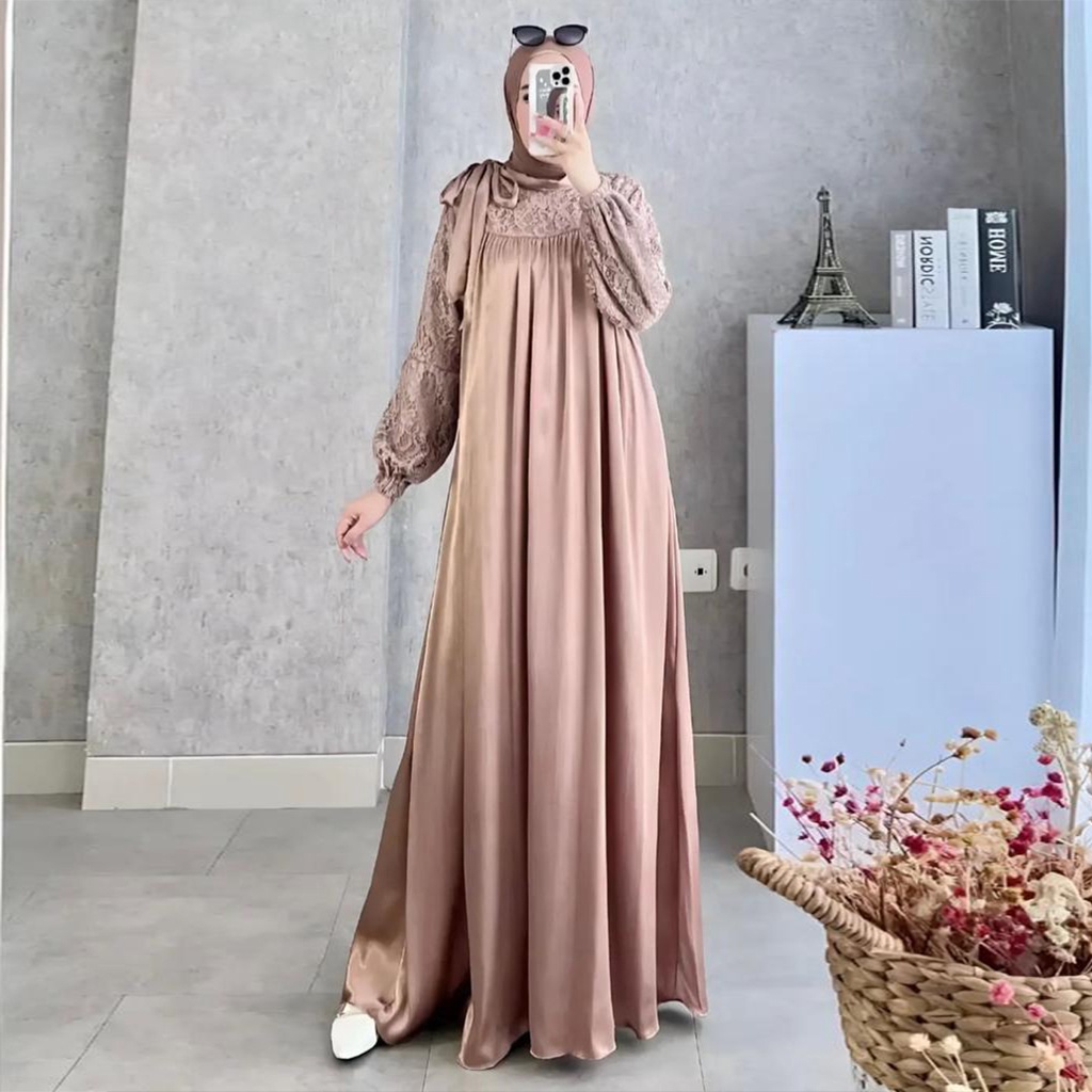 DRESS MAXI / SATIN MAXI DRESS / DRESS WANITA / DRESS SATIN