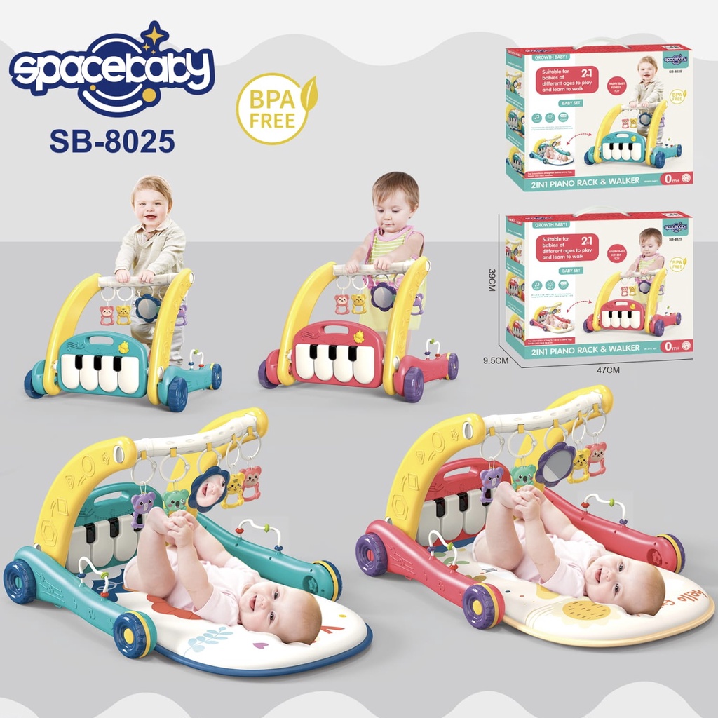 ADY78 2 in 1 Piano Playmat & Push lker playgym Spacebaby SB 8025 SB-8025 SB8025