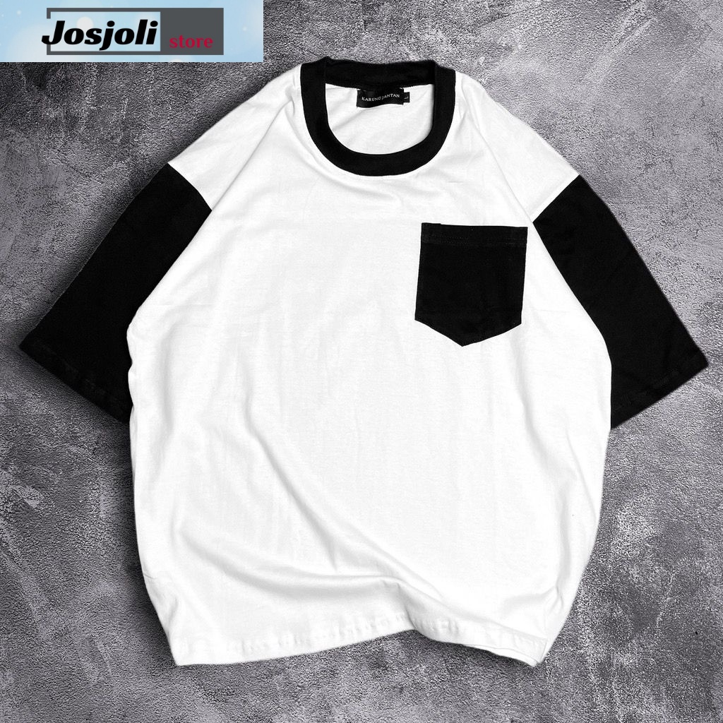 JOSJOLI_STORE/Baju Polos Oversize Kombinasi/Atasan Pria Dewasa Lengan Pendek/Ld 116cm