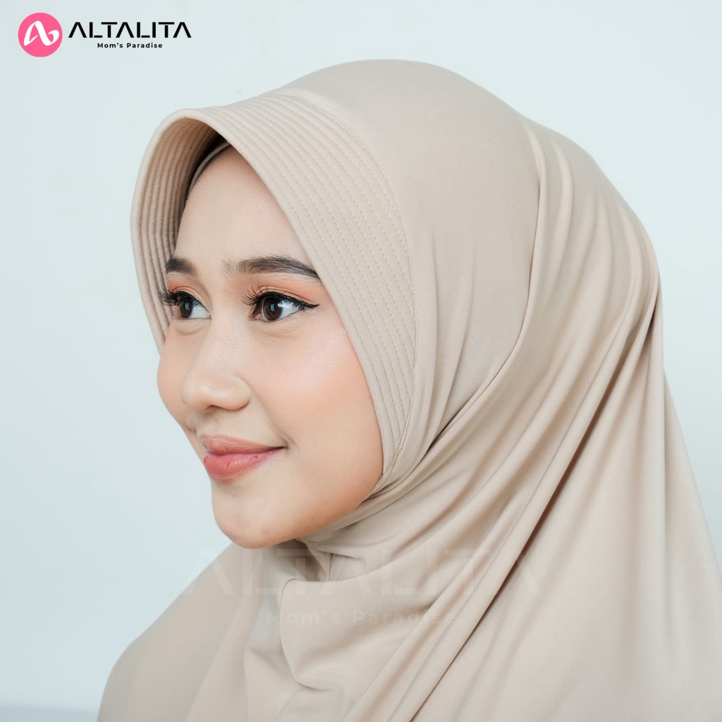 Altalita - Jilbab Bergo Hamidah Menutup Dada Ukuran L pet Tebal Kerudung Bergo Sport Polos Bahan Jersey Premium Cocok Untuk Sekolah Olahraga Volly Futsal Senam dan Sehari-Hari