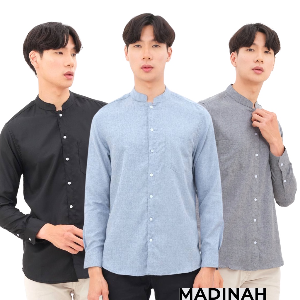 Kemeja Sanghai Pria Kemko Baju Muslim Koko Dewasa Lengan Panjang Kokoh Taqwa Slim fit Polos Bahan Katun Madina Premium