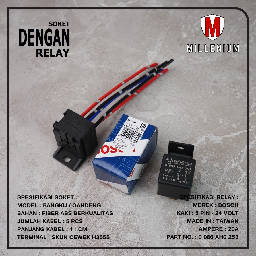 SOKET RELAY BANGKU GANDENG 5 KABEL DENGAN RELAY BOSCH 5 KAKI ORIGINAL