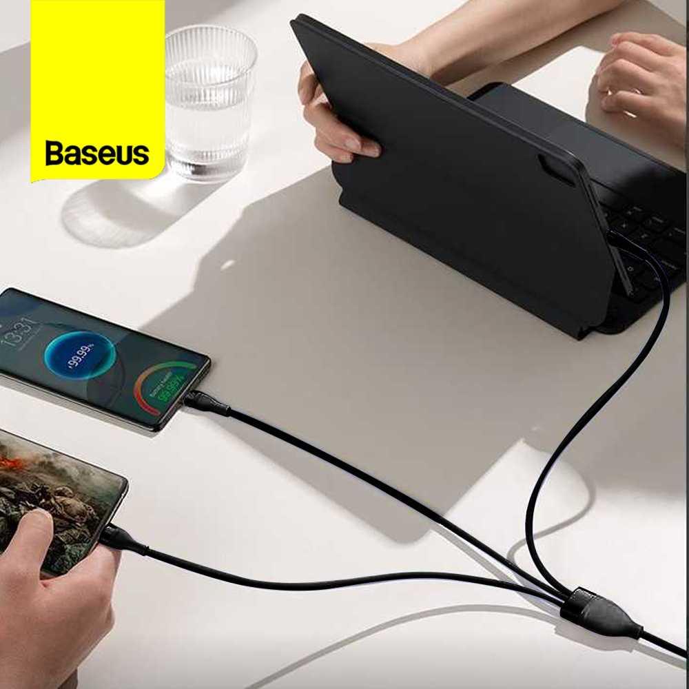 Baseus Kabel Charger Type C Micro USB Lightning 2 in 3 100 W 1.2 M - CB000003 - Black