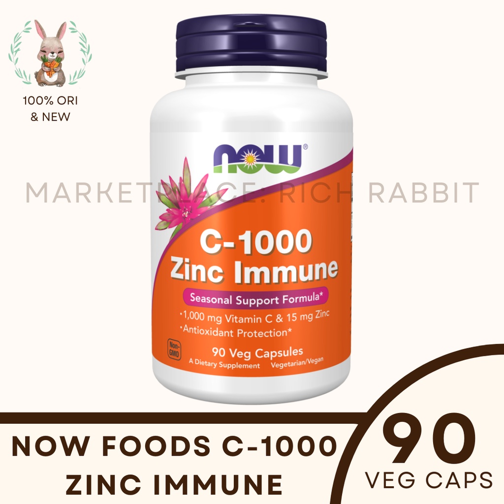 Now Foods C1000 C 1000 C-1000 Zinc Vitamin Immune Imunitas Badan 90 Caps