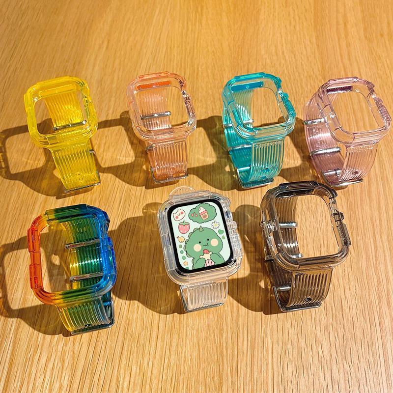 Transparent Glacier strap For Series 2/3/4/5/6/7/8 SE I 38mm 40mm 42mm 44mm 45mm Smart Watch Transparan Tali jam